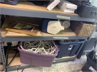 2 shelf lots including art, electric wire , extens