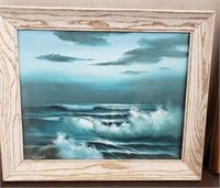 Signed Oil on Canvas Dark Seascape