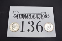 1949 & 1963D Franklin Silver Half Dollars