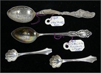 Lot, 4 Sterling souvenir and salt spoons,