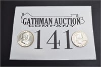 1949S & 1955 Franklin Silver Half Dollars