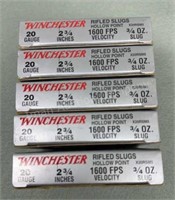 5x - Winchester 20 Ga Rifles Slugs 5 Rds/Box