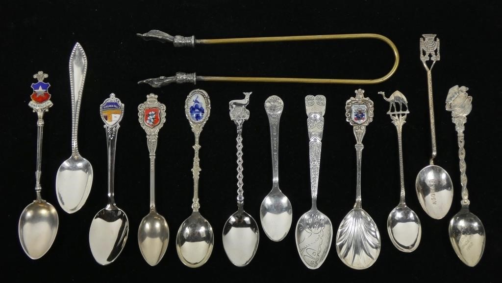 Lot, souvenir spoons .800 silver and silver plate,