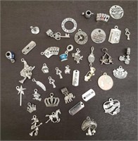 Lot of Silver Tone Charms. Alice in Wonderland,