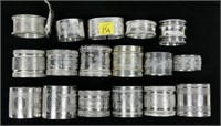 Lot, 17 assorted silver plated napkin rings