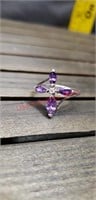 Purple  Holy Trinity Cross Sterling Silver ring