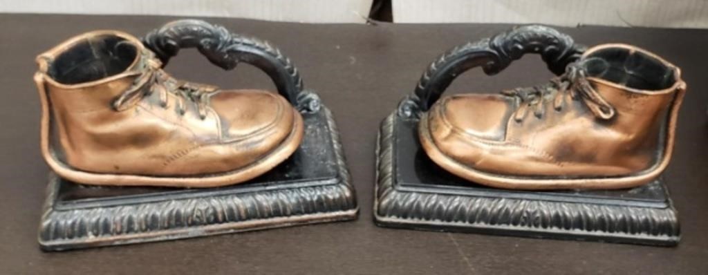 Bronzed Baby Shoe Book Ends