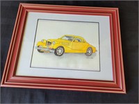 Original Watercolor of  Vintage Yellow Car