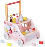 labebe Wooden Baby Walker with Wheels for Girls