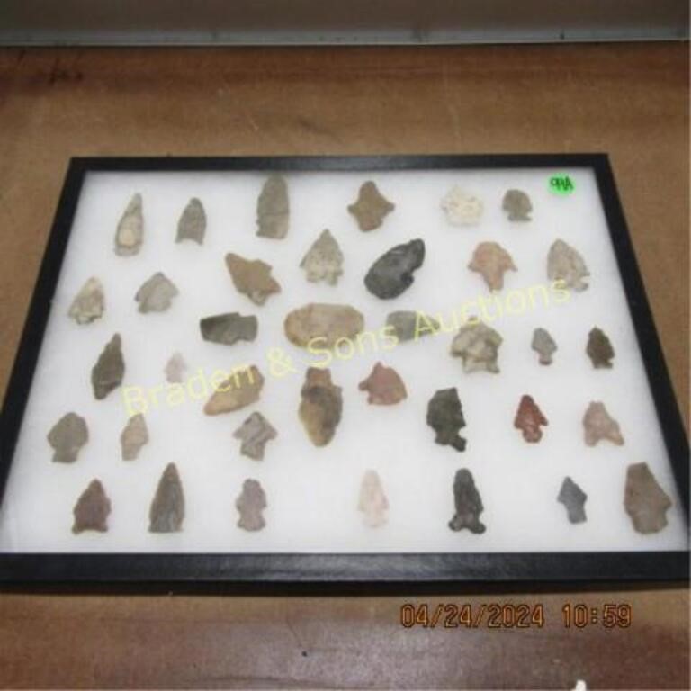 GROUP OF 35 NATIVE AMERICAN ARROWHEADS FOUND