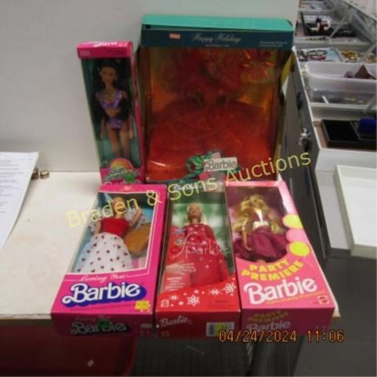 GROUP OF 5 NEW IN BOX BARBIE DOLLS, SOME
