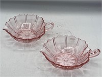 Pink Depression Glass Nappy Handled with spout