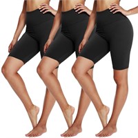 3 Pack Biker Shorts for Women – 8" Black High