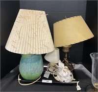Brass, Pottery Table Lamps, Lefton Nightlight.