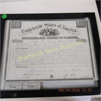 FRAMED CONFEDERATE STATES OF AMERICA 1861 $50
