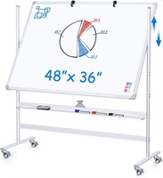 Maxtek 48x36 Mobile Whiteboard  Adjustable