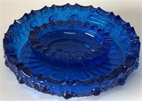 Vintage Cobalt Blue Glass Double Dish