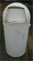 White Metal Dome Style Trash Can