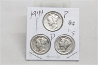 1944PDS Mercury Dimes