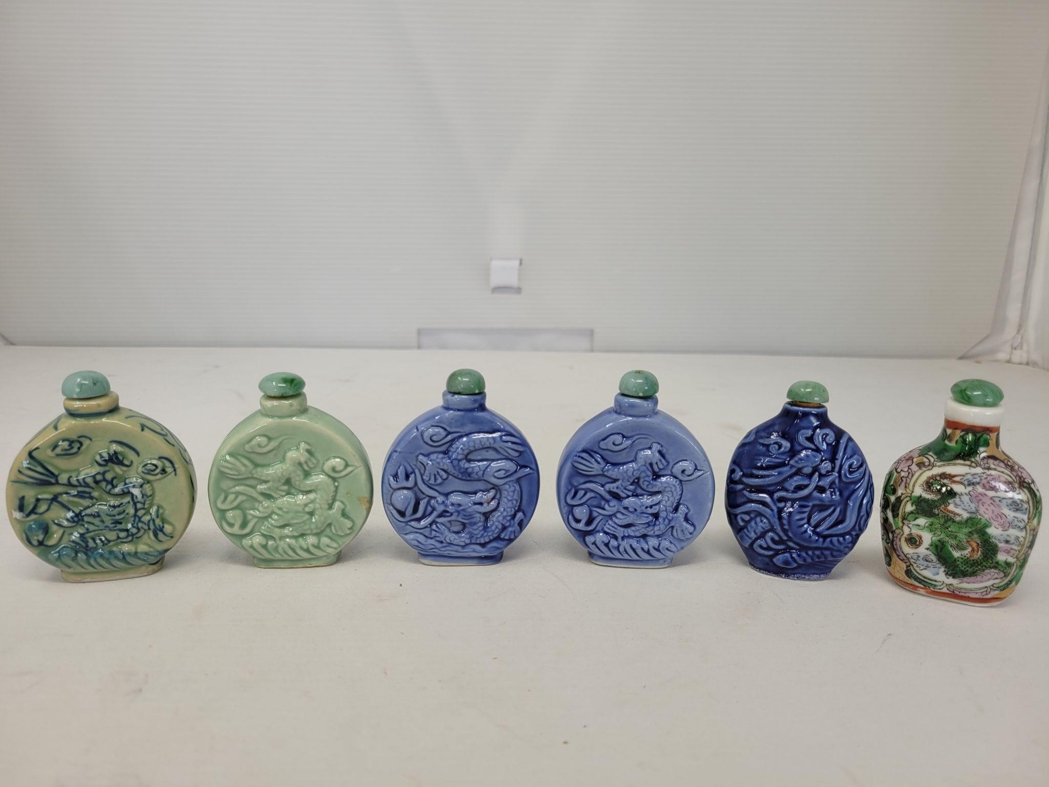 6 Vintage Oriental Asian Chinese Snuff Bottles