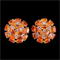 Natural Orange Opal & Tanzanite Earrings