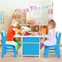 Kids Table & Chair Set, Wooden Toddler Table and