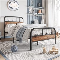 Elegant Home Products Twin Size Metal/Wood Bed