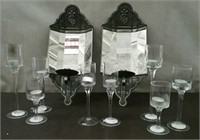 Box-2 Metal/Glass Wall Sconces & 8 Stemmed Candle