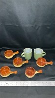 Vintage cups and butter warmer