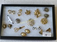 estate jewelry lot brooches, earring 12gf, danecr+