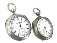 Pair of Antique Elgin Keywind Pocket Watches