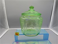 Uranium Glass 7 1/2 inch Cookie Jar