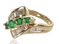 14K YG Ring 6.0g TW Diamond Emerald w FMV