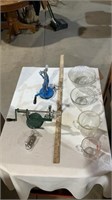 Glass bowls, measuring cups, apple peelers