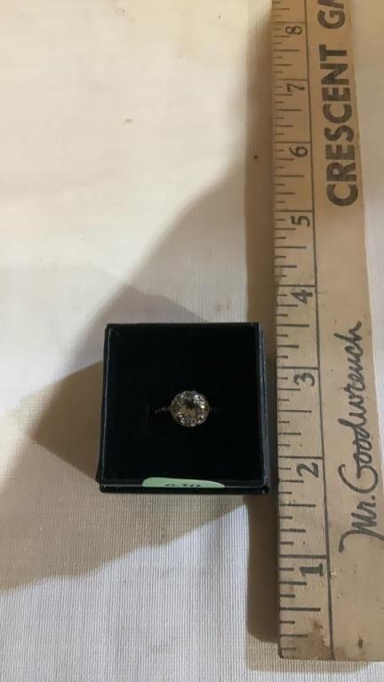 Green amethyst and diamond ring