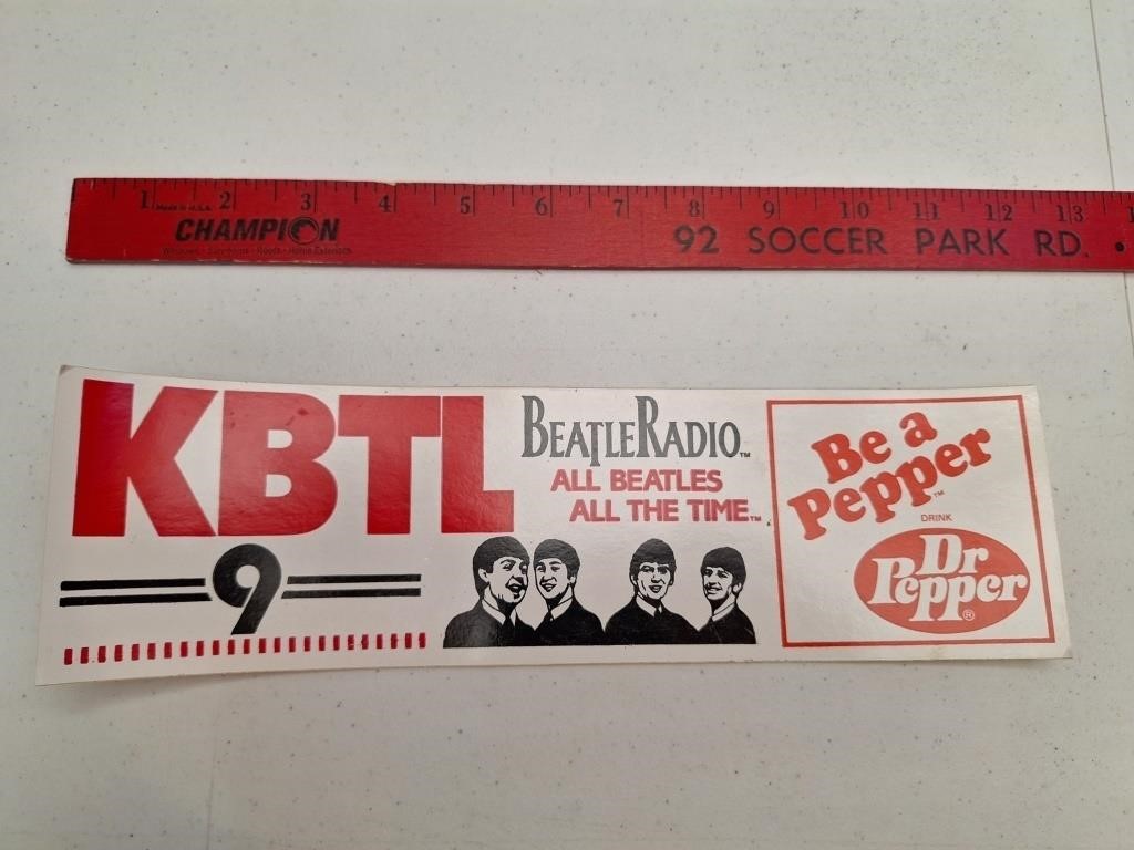 KBTL BeatleRadio Dr. Pepper Vintage Bumper Sticker