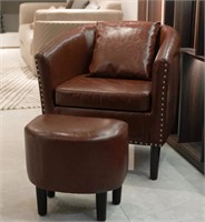 Senchal Faux Leather Barrel Chair