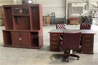 Executive Desk, Credenza, and Chairs