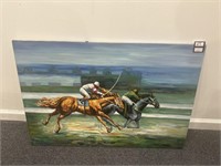 Jockey scene oil on canvas