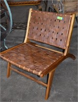 Woven Leather Strap Low Lounge Chair