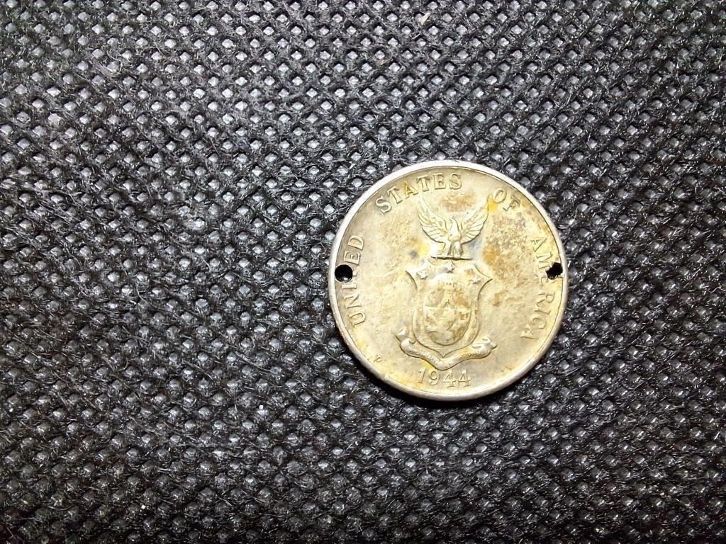 1944 S Fifty Centavas Filipinas USA Silver Coin