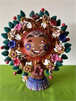 Tree of Life Painted Pottery Sun Sculpture