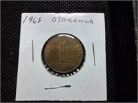 1968 Austrian Osterreich 1 Schilling Coin