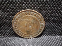 1903 Tunsia 10 Cent Coin