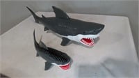 2 large chomping action sharks