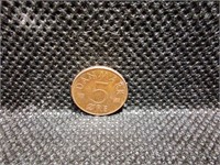 1988 Denmark 5 Ore Coin