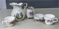 Vintage Pitcher, Cups and Creamers