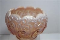 Fenton,Pink Carnival Opalescent Rose Bowl, Lilly
