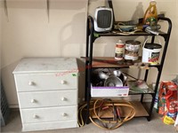 Project Dresser, Metal Shelf W/ Contents