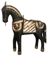Wooden & Brass Horse Figure